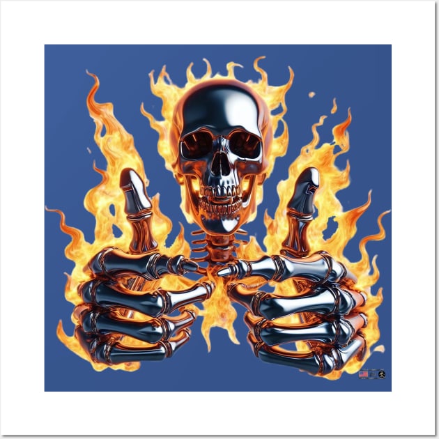 Thumbs Up Flaming Skull by focusln Wall Art by Darn Doggie Club by focusln